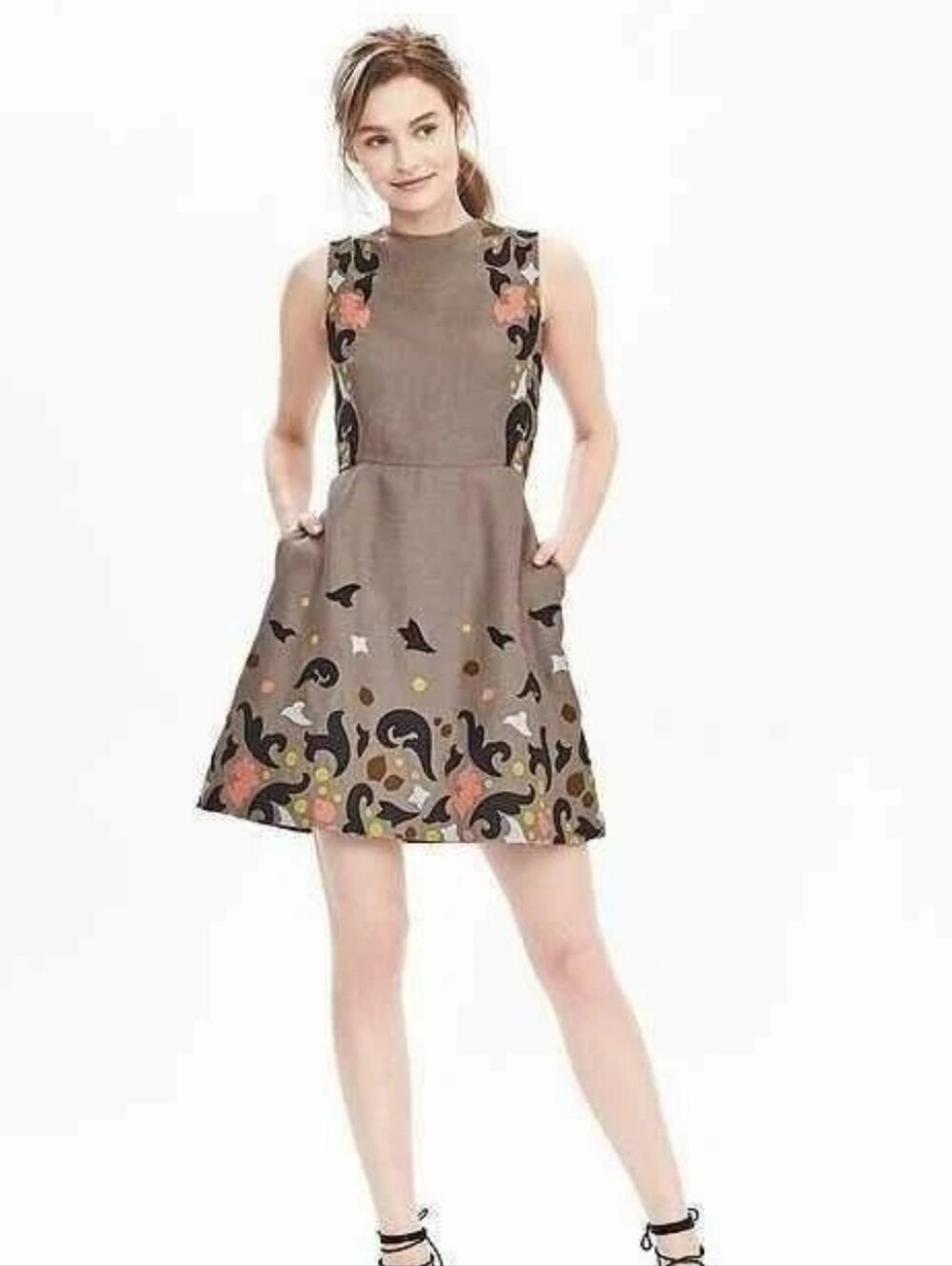 Banana Republic Heritage Linen Embroidered Shift Dress Boulder Size 4
